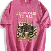 JESUS PAID IT ALL Vintage Washed T-Shirt in Red