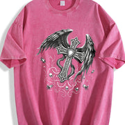 Winged Cross Vintage Washed T-Shirt in Red