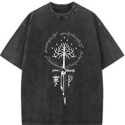 LOTR Middle Earth JRR Tolkien Lord of the Rings vintage washed oversized T-shirt in Black
