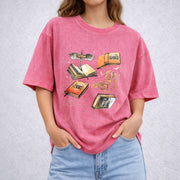Fourth Wing Series For Fans vintage washed oversized T-shirt in Red