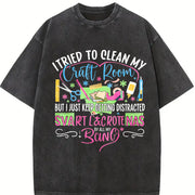 Tried to Clean My Craft Room Swiftie Cats Vintage Washed T-Shirt in Black