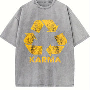 Karma Recycler Motivational Positivity Universe Novelty Vintage Washed T-Shirt in Gray