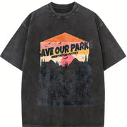 Retro Save Our National Parks 90s Vintage Washed T-Shirt in Black