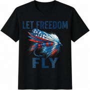 Let Freedom Fly Fishing Cotton T-Shirt in Black