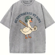 Boy Mom Outnumbered by Boys Vintage Washed T-Shirt in Gray