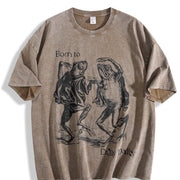 Born to Dilly Dally Frog Vintage Washed T-Shirt in Brown