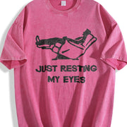 Just Resting My Eyes Sarcastic for Dad Joke Classic Dad Vintage Washed T-Shirt in Red