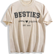 Custom Bestie Personalized Bestie Vintage Washed T-Shirt in Beige