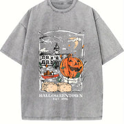 With a Patterned Vintage Washed T-Shirt in Gray