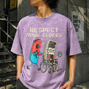 Respect Your Elders Vintage Washed T-Shirt in Purple