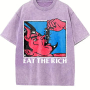 Eat the Rich Vintage Washed T-Shirt in Purple