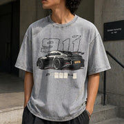 Porsche 911 GT3 Vintage Washed T-Shirt in Gray