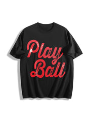 Play Ball Game Day Cotton T-Shirt in Black