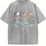 Great White Shark 90s Vintage Washed T-Shirt in Gray