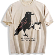 Hello Darkness My Old Friend Vintage Washed T-Shirt in Beige