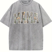 Hunting Mama Camo Western Vintage Washed T-Shirt in Gray