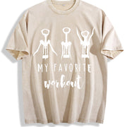 Wine Crock Screw Vintage Washed T-Shirt in Beige