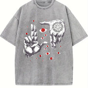 Occult Hand & Eye Sleeveless Tank Vintage Washed T-Shirt in Gray