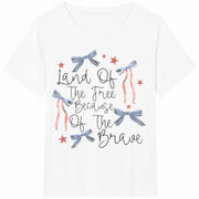 Land of the Free Because of the Brave Cotton T-Shirt in White