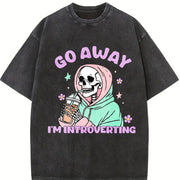 Go Away I'm in a Social Panic Vintage Washed T-Shirt in Black