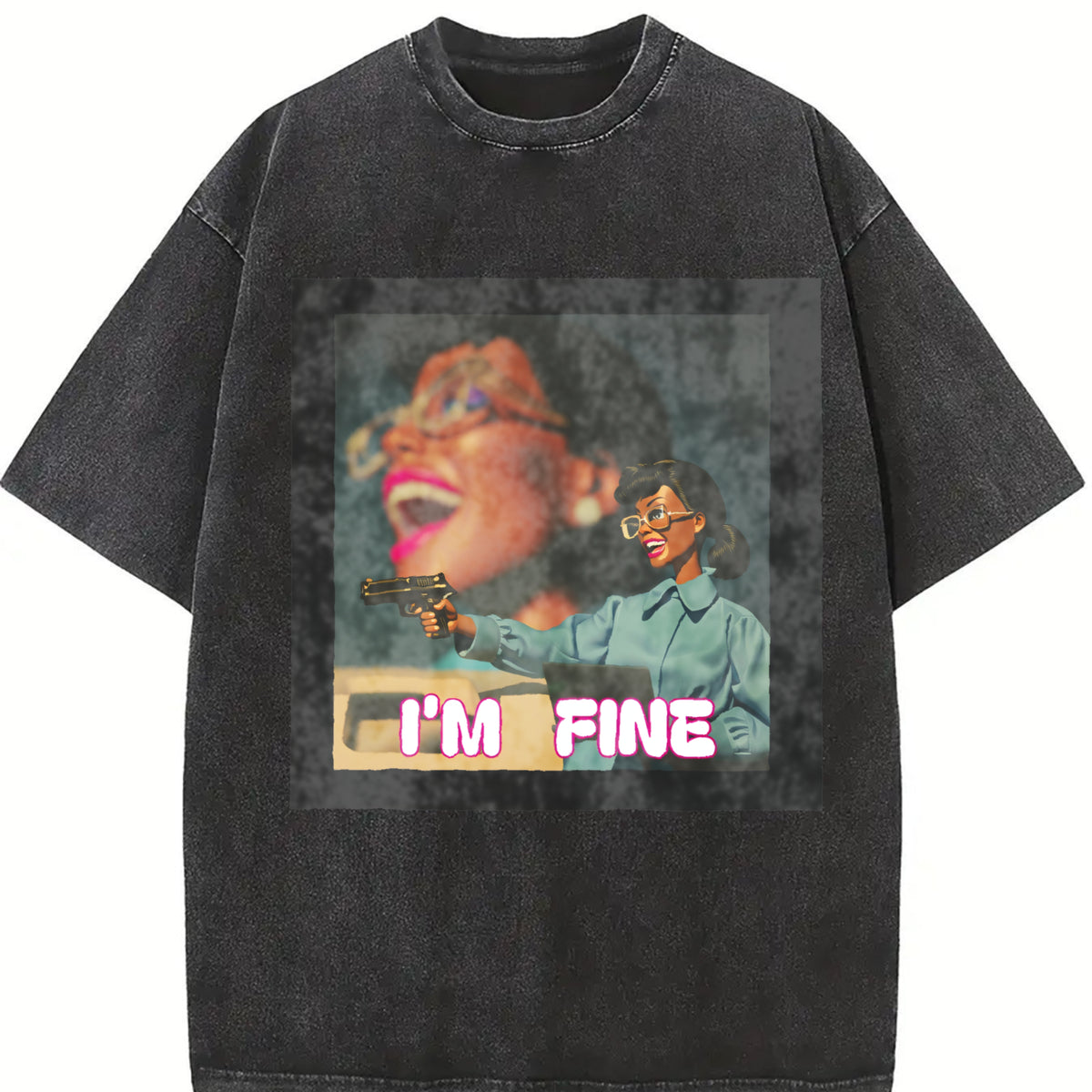 Elegant Short-sleeved Y2K Vintage Washed T-Shirt in Black