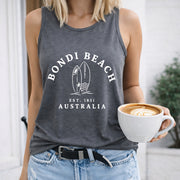 Bondi Beach Australia Women's Color Cotton Tank Top in Gray