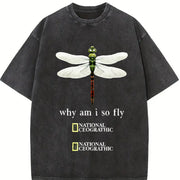 Dragonfly Why Am I So Fly Vintage Washed T-Shirt in Black