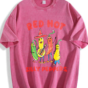 Red Hot Silly Peppers Vintage Washed T-Shirt in Red