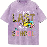 Happy Last Day of School Vintage Washed T-Shirt in Purple
