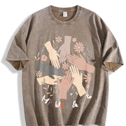 Empower and Rise Vintage Washed T-Shirt in Brown