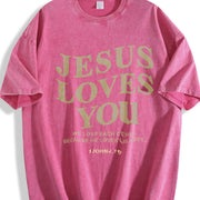 Jesus Loves You Jesus Christian Classic vintage washed oversized T-shirt in Red
