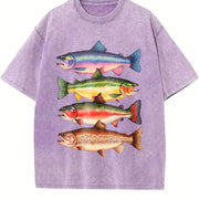 River Fish Species Vintage Washed T-Shirt in Purple