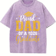 Dad Senior 2026 Proud Dad of a Class of 2026 Graduate Vintage Washed T-Shirt in Purple