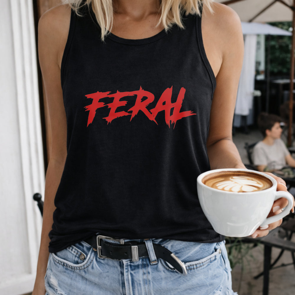 Feral Women's Color Cotton Tank Top in Black