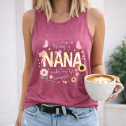 Being a Nana Makes My Life Complete Crew-neck Sleeveless Women's Color Cotton Tank Top in Red