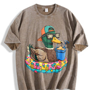 Vibes Duck Lover Vintage Washed T-Shirt in Brown
