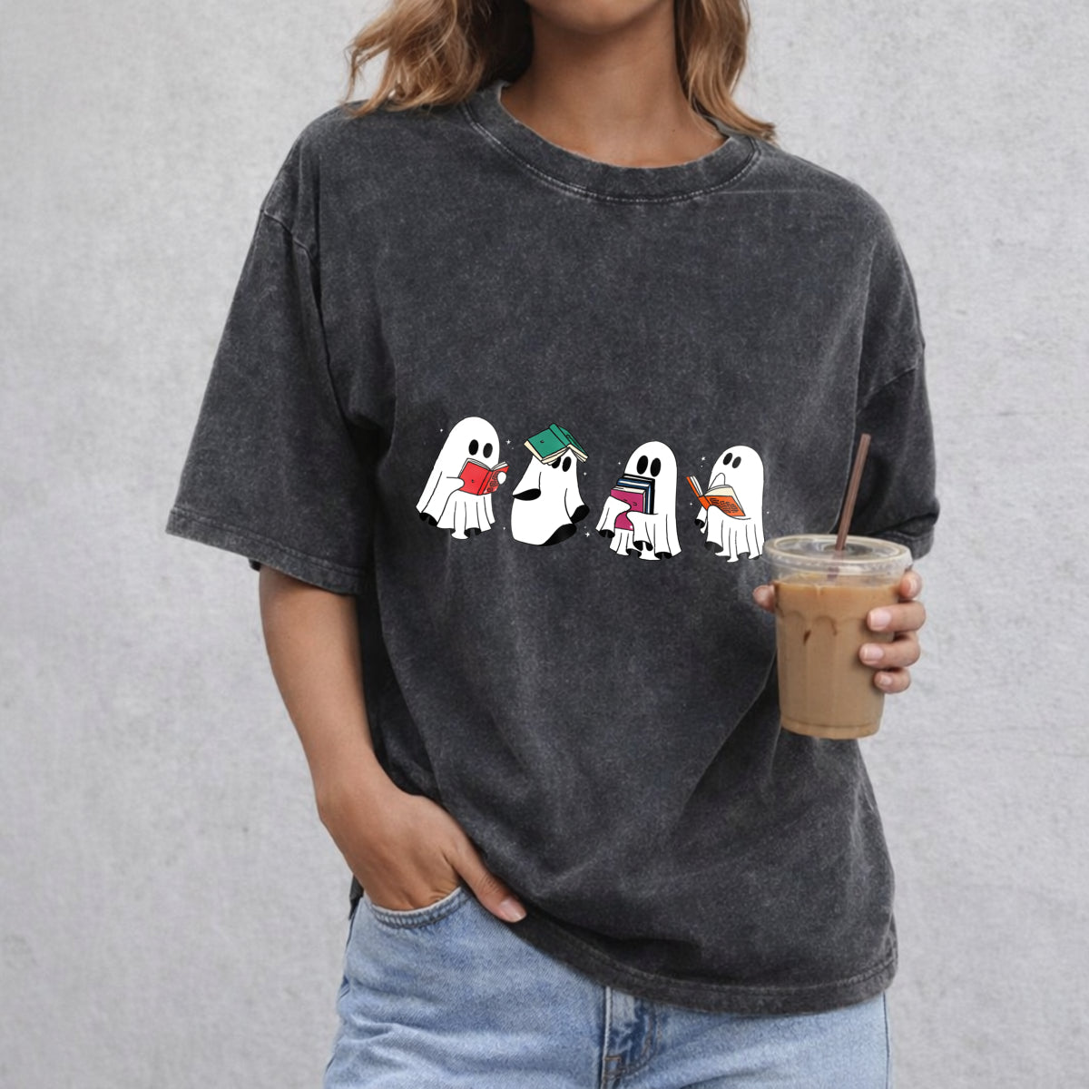 Ghost Acotar Book vintage washed oversized T-shirt in Black