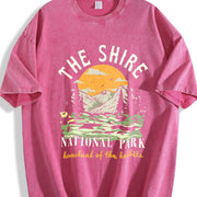 The Shire Lord of The Rings - National Park - Homeland of vintage washed oversized T-shirt in Red