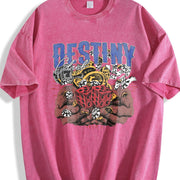 Destiny Club Casino Dice White Vintage Washed T-Shirt in Red