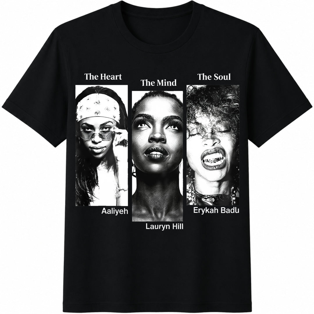 The Heart The Mind The Soul Cotton T-Shirt in Black