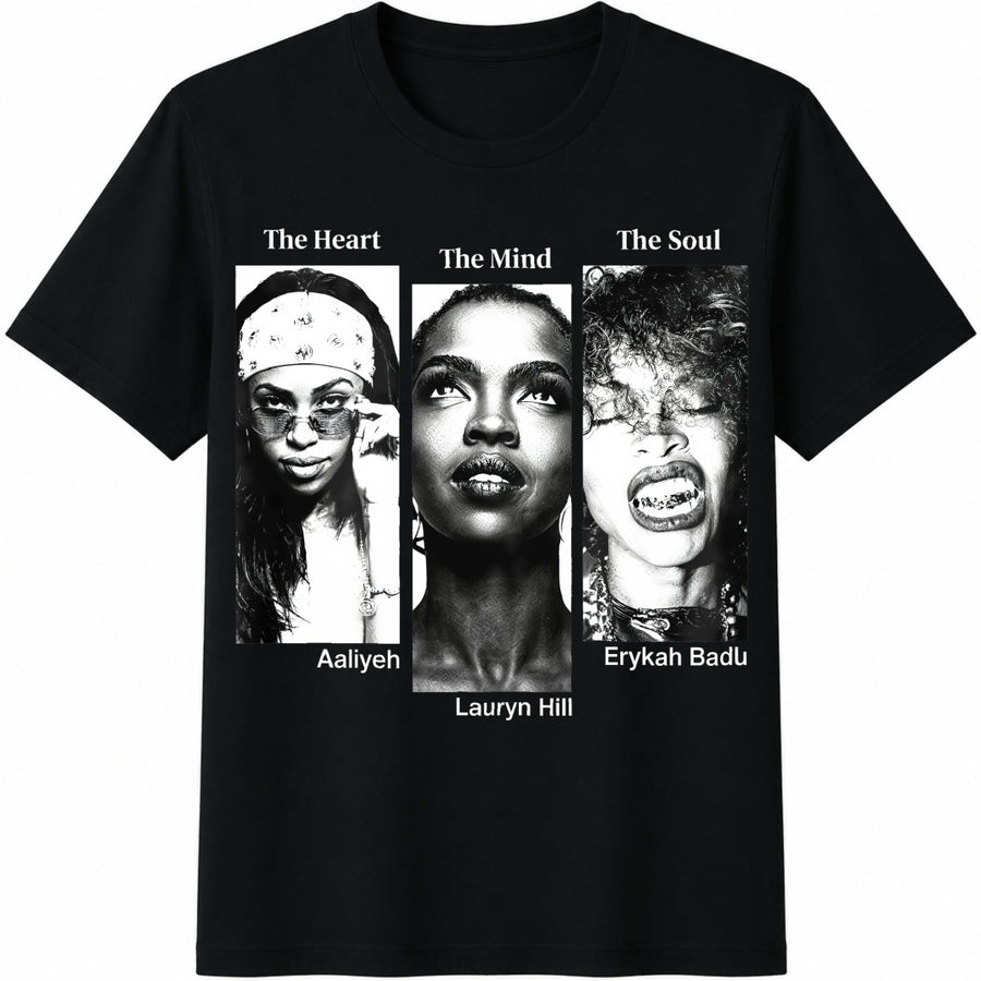 The Heart The Mind The Soul Cotton T-Shirt in Black