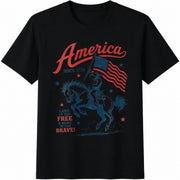 America Since 1776 Cowboy Cotton T-Shirt in Black