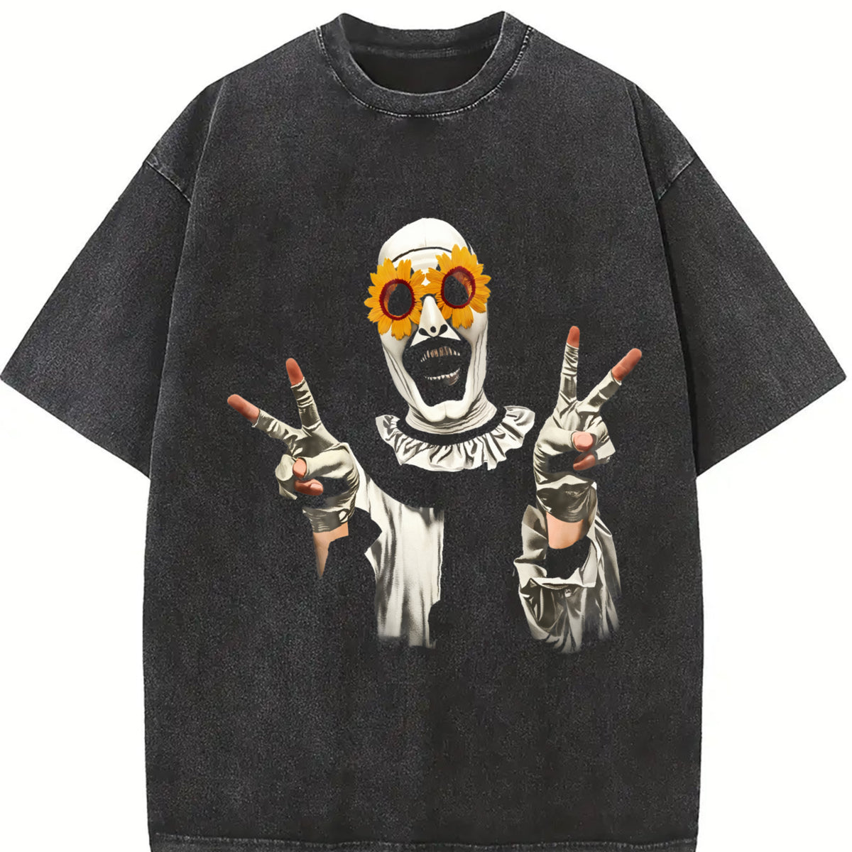 Retro Terrifier Art the Clown Vintage Washed T-Shirt in Black