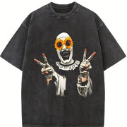 Retro Terrifier Art the Clown Vintage Washed T-Shirt in Black