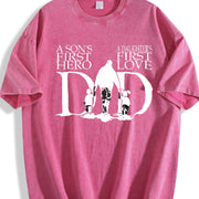 Dad a Son's First Hero a Daughter's First Love Vintage Washed T-Shirt in Red