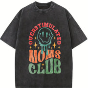 Overstimulated Moms Club Vintage Washed T-Shirt in Black