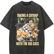 Tiger Lover Tiger at the Zoo Vintage Washed T-Shirt in Black