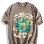 The Rotation of the Earth Really Makes My Day Vintage Washed T-Shirt in Brown