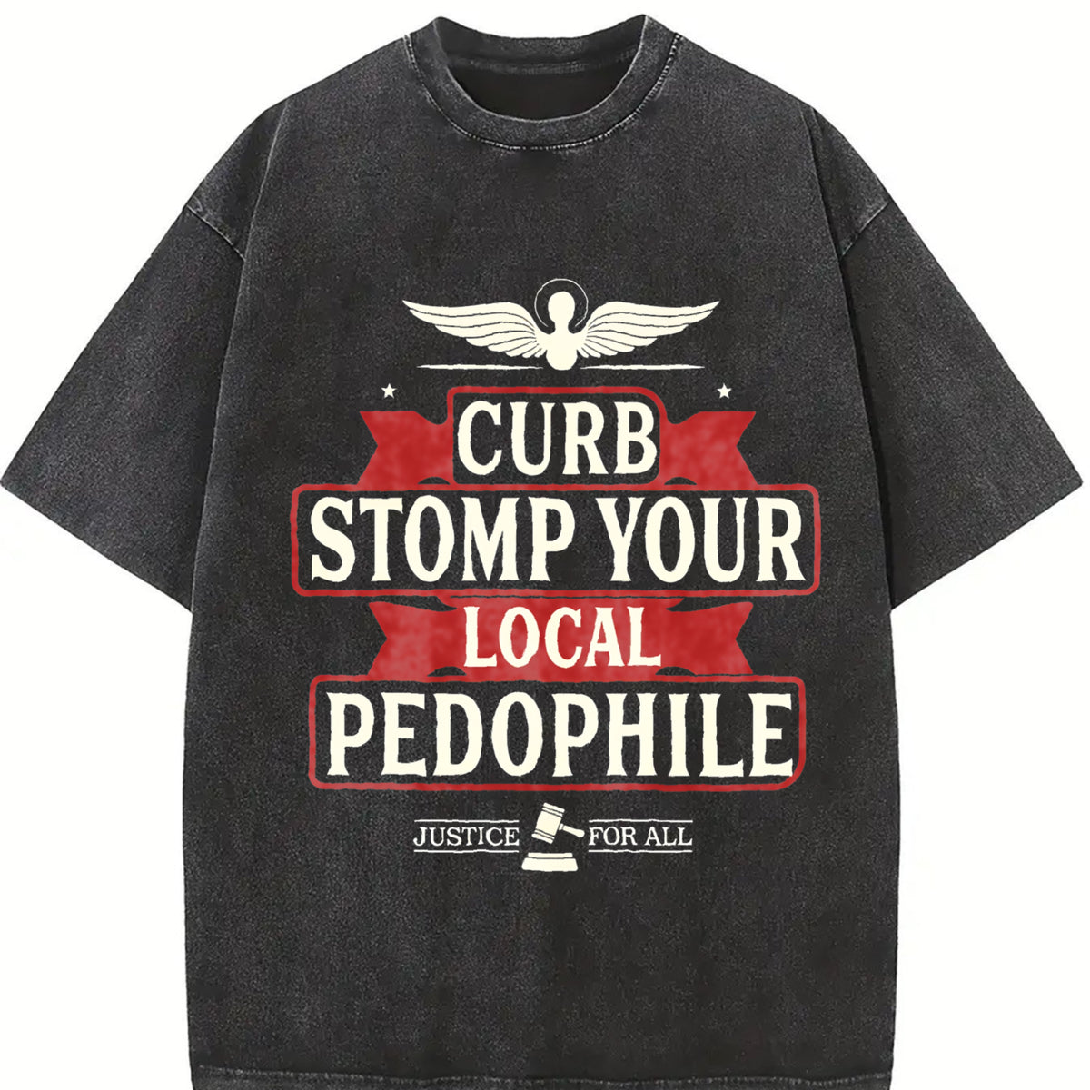 CURB STOMP P3do For Him For Her vintage washed oversized T-shirt in Black