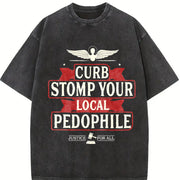 CURB STOMP P3do For Him For Her vintage washed oversized T-shirt in Black